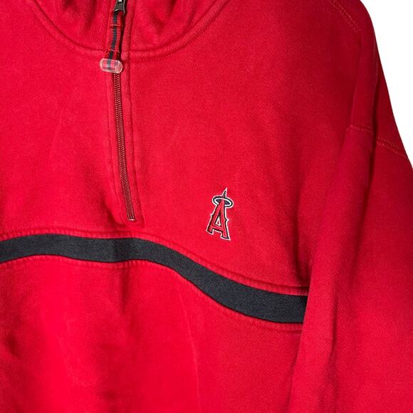 MLB Los Angeles Angels Antigua Quarter Zip Pullover Sweatshirt Red Size Medium - Picture 3 of 4